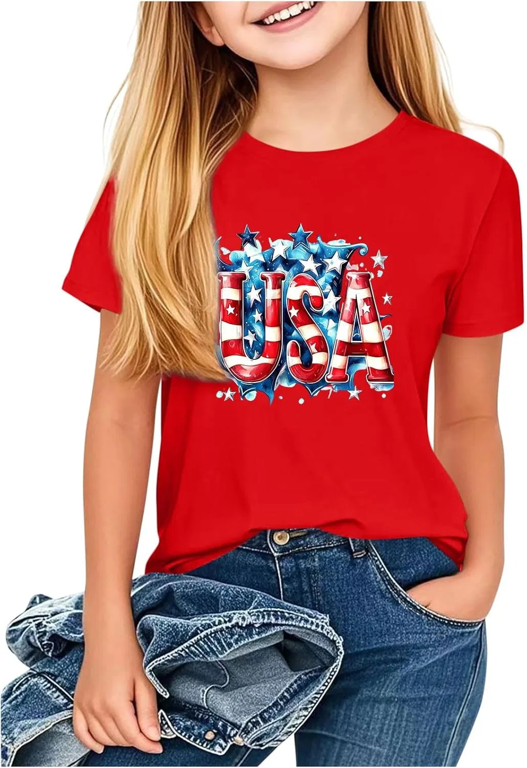 Футболка с коротким рукавом American Flag, Zzalalana, Red