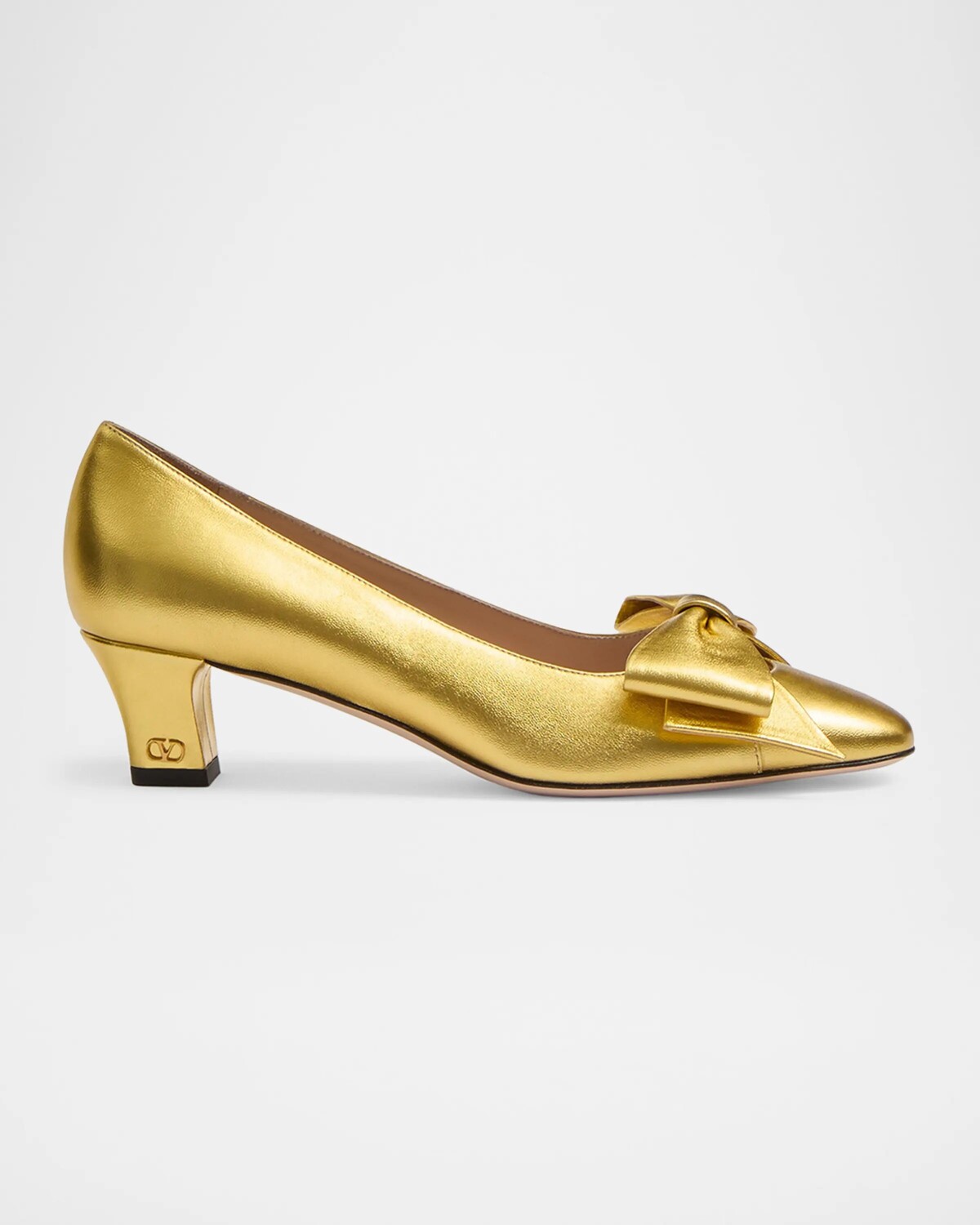 Кожаные туфли Bowow с эффектом металлик Valentino Garavani, цвет Old Gold