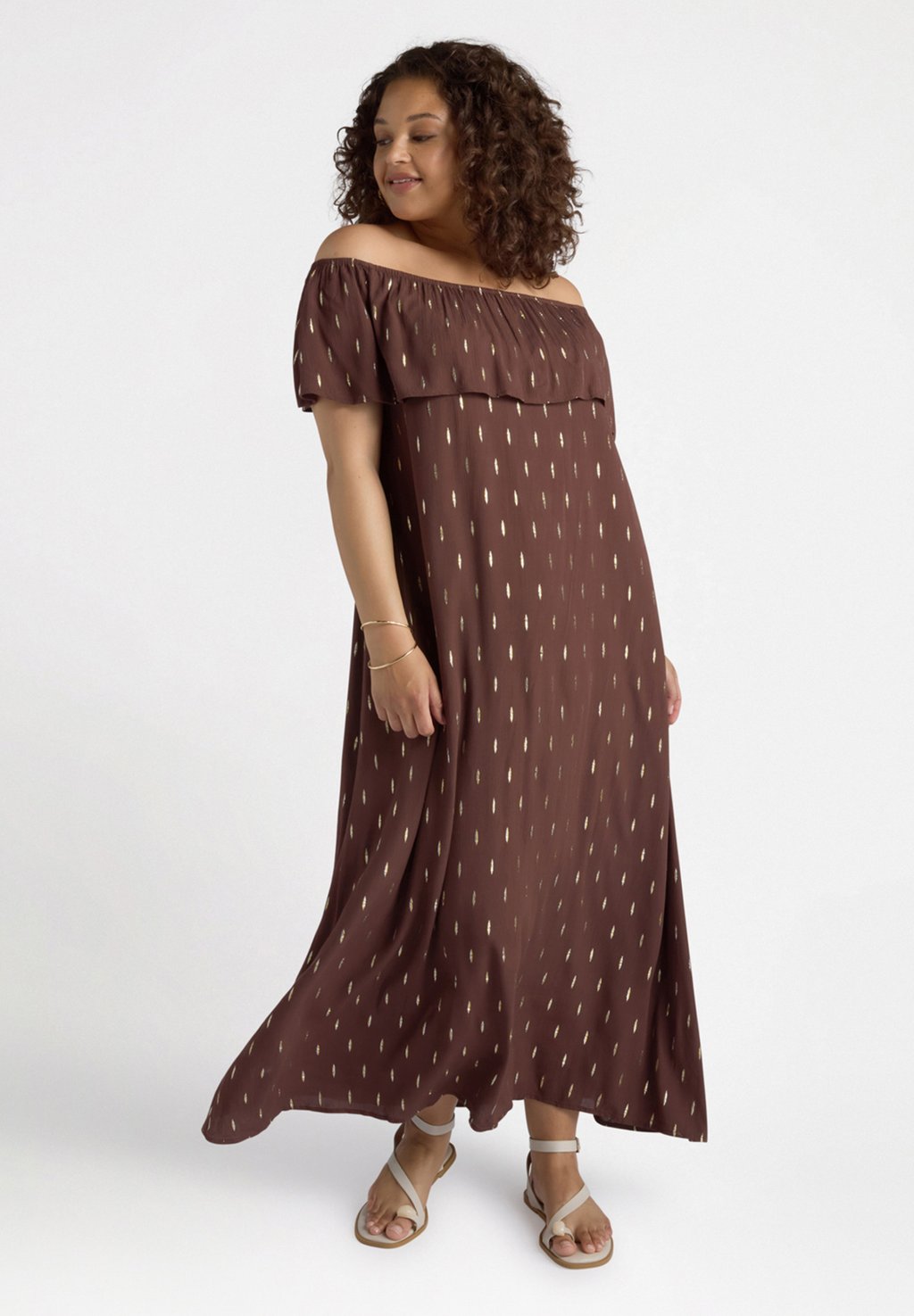 

Платье макси OFF SHOULDERS Fiorella Rubino, коричневый