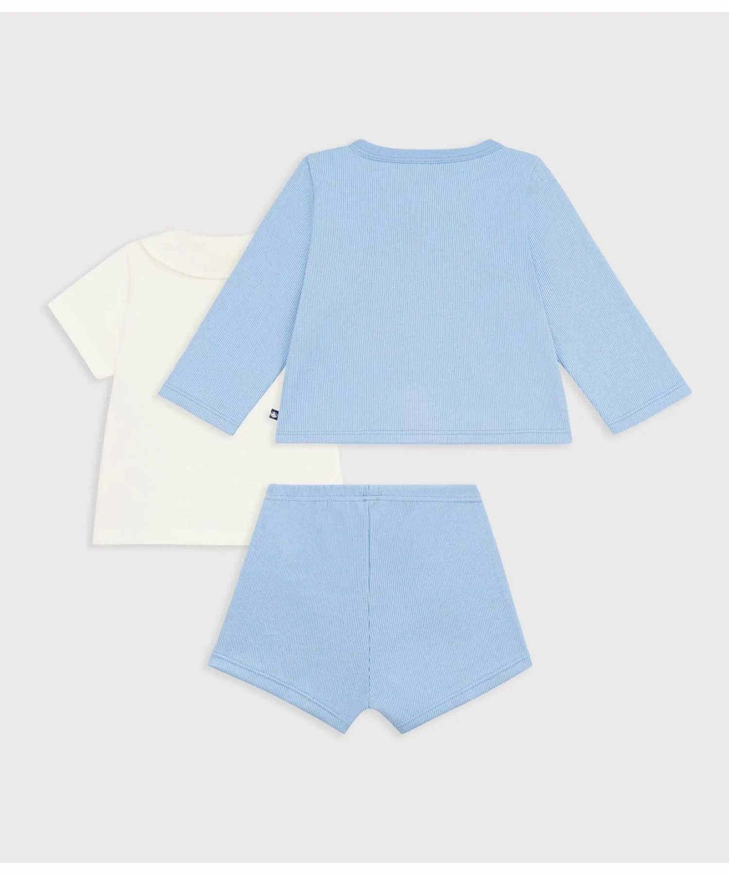 Детский хлопковый комплект из 3 предметов PETIT BATEAU, Light blue — фото 3
