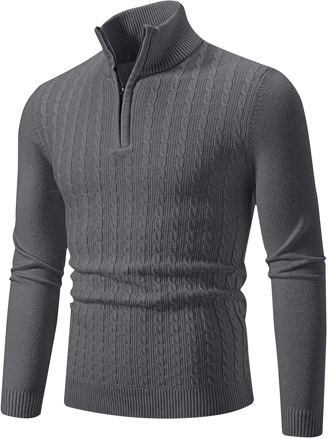 

Мужской вязаный поло свитер с длинным рукавом slim fit и 1/4 молнией Muscularfit