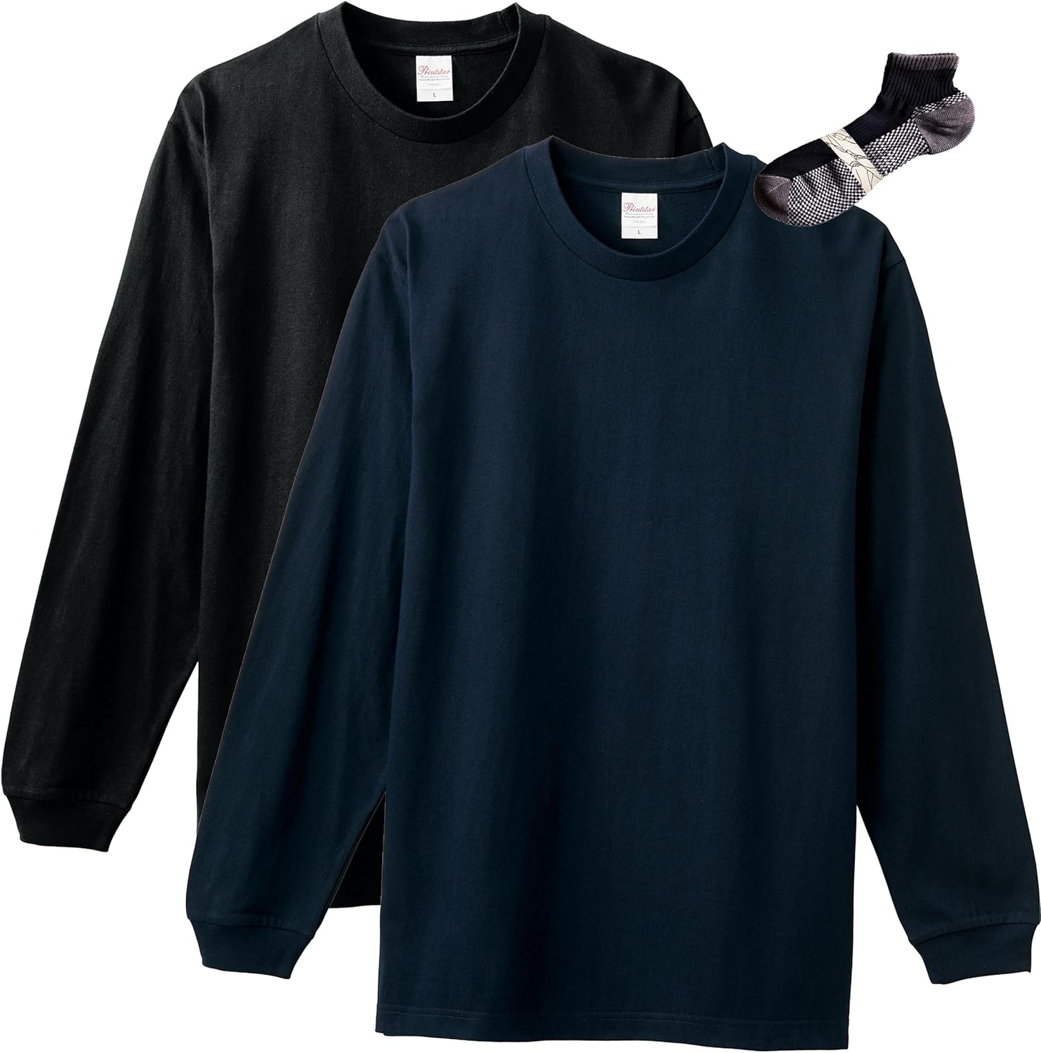 

Мужская футболка с длинным рукавом Printstar 00110-CLL, однотонная, плотность ткани 5,6 унций, темно-синий/черный