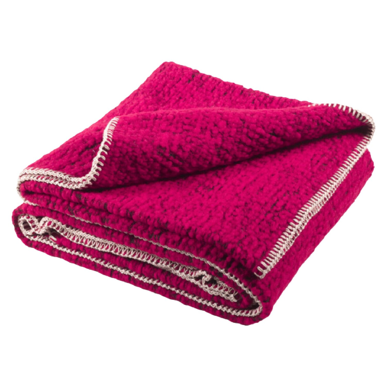 

Плед из вареной шерсти однотонный - букле Lana Italia, руби