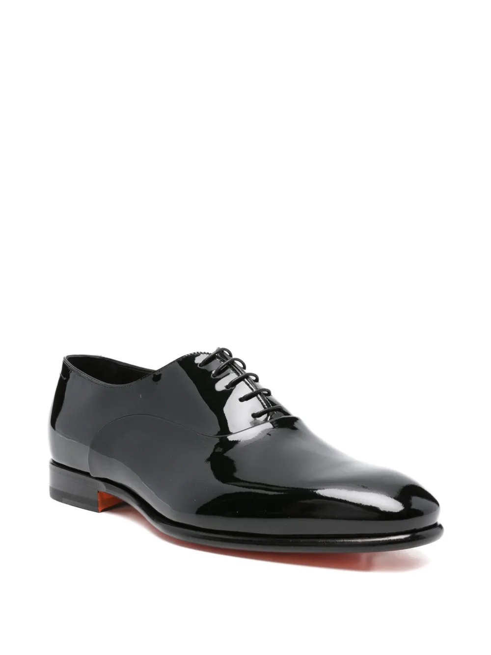 Туфли-оксфорды из лакированной кожи на шнуровке Santoni, черный — фото 2