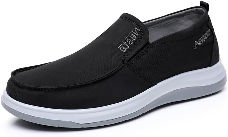 

Мужские повседневные кеды без шнурков из ткани, удобные, дышащие, для улицы, с нескользящей и прочной подошвой Asifn, черный