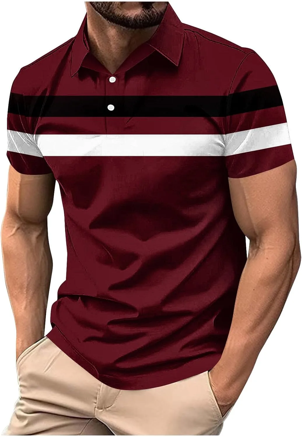 

Мужская поло с цветными блоками и коротким рукавом Xiaojmake