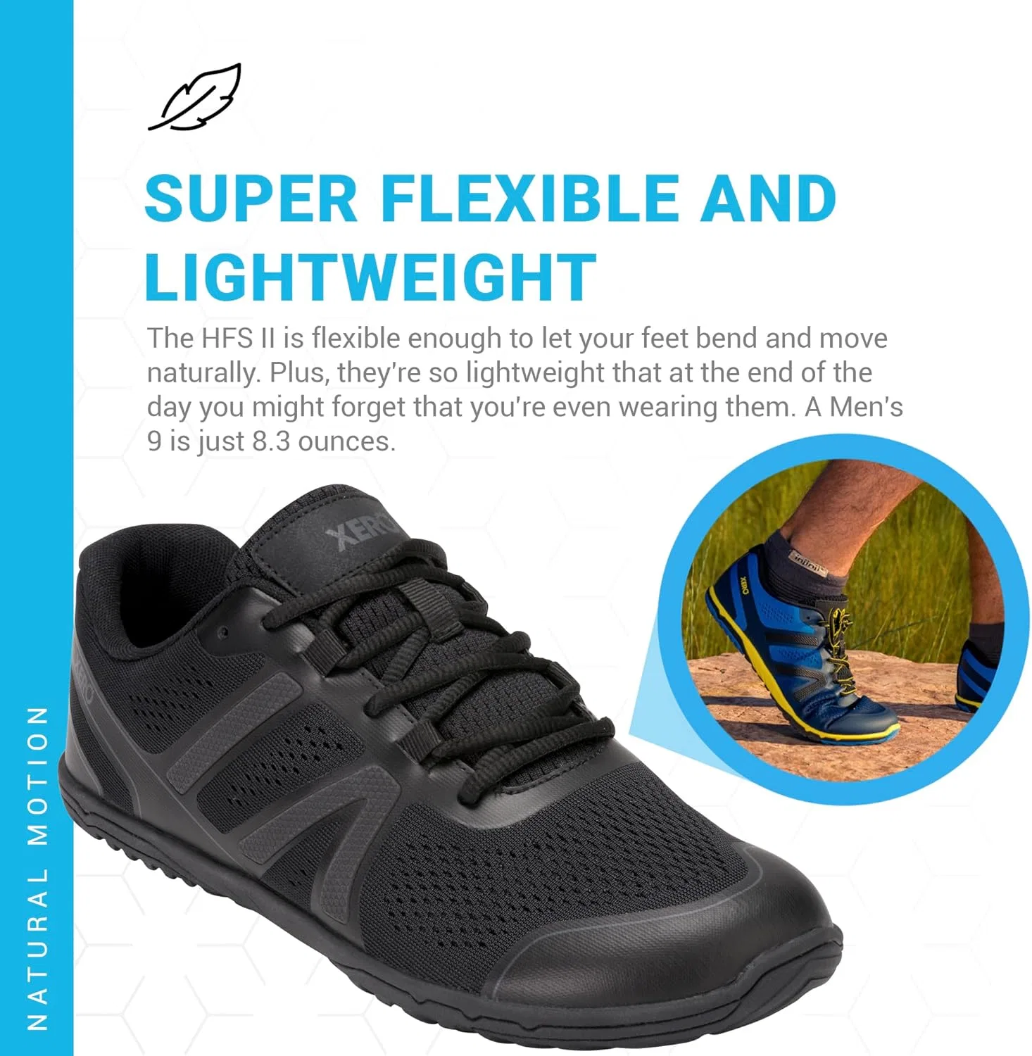 Мужские беговые кроссовки Xero Shoes HFS II - обувь без каблука, легкие кроссовки, создающие ощущение ходьбы босиком, 2-Black Asphalt — фото 4