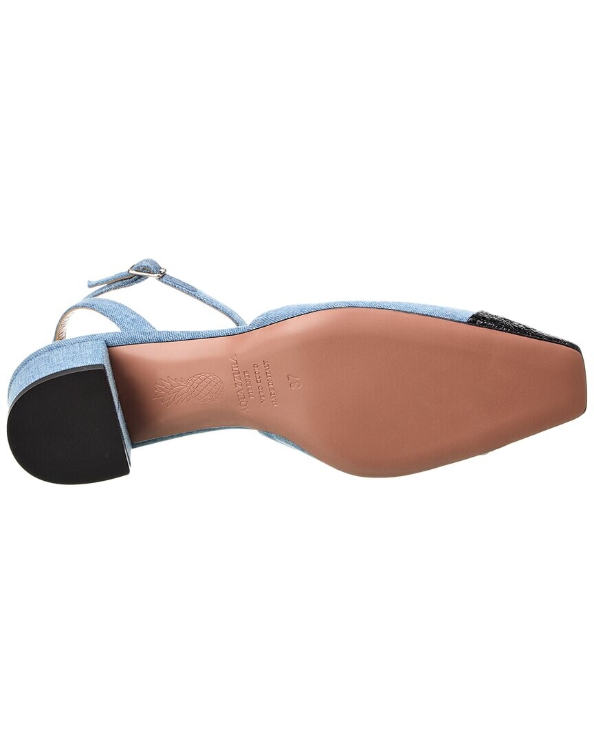 Туфли из денима и кожи Aquazzura French Flirt 95, синий — фото 4