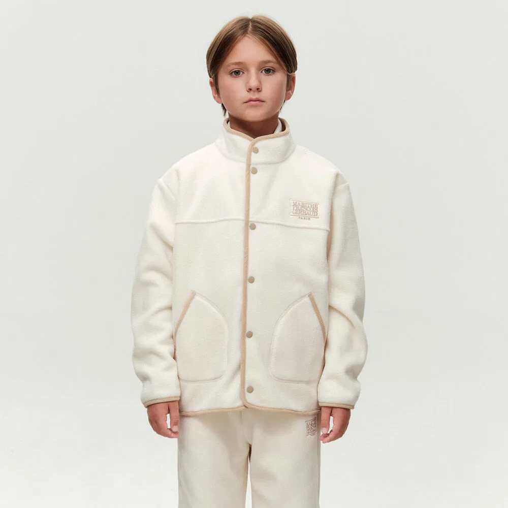 Детская лёгкая флисовая куртка Marithé Kids Classic Logo цвета айвори