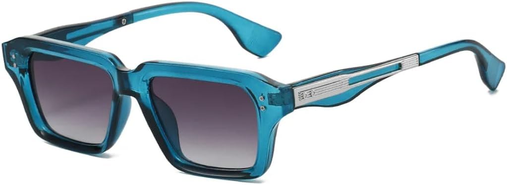 

Ретро квадратные градиентные женские солнцезащитные очки с леопардовым принтом и заклепками, мужские универсальные панк-очки с защитой от УФ-излучения UV400 UATXTAU, Blue Grey