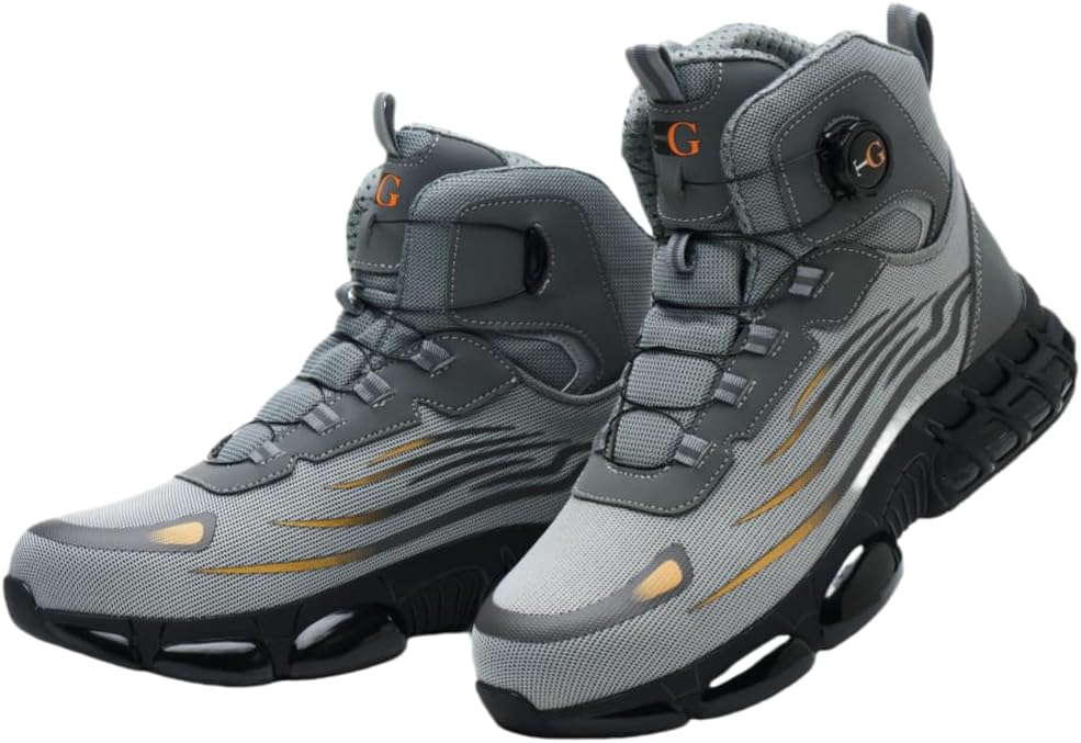 

Мужские защитные ботинки - стальная носочная часть против раздавливания, промежуточная подошва против прокалывания, TPU подошва с противоскользящим эффектом, модная светоотражающая полоска, комфортные и мягкие ботинки Generic, серый