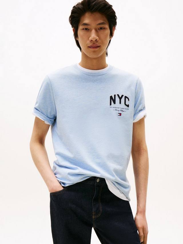 

Хлопковая футболка Regular Fit с коротким рукавом и логотипом NYC Tommy Hilfiger, Heathered Blue
