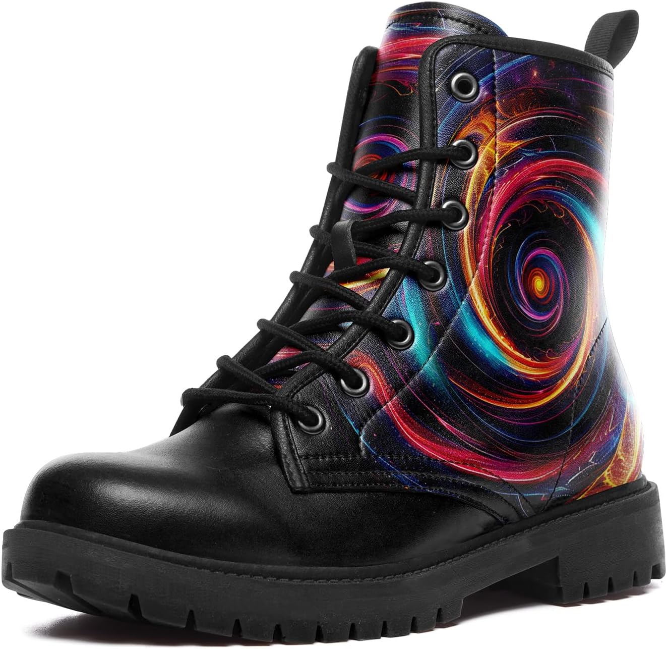 

Мужские боевые ботинки на шнуровке coolcustomize с черепом, байкерские ботинки в готическом стиле, водоотталкивающие кожаные ботинки для женщин, черный