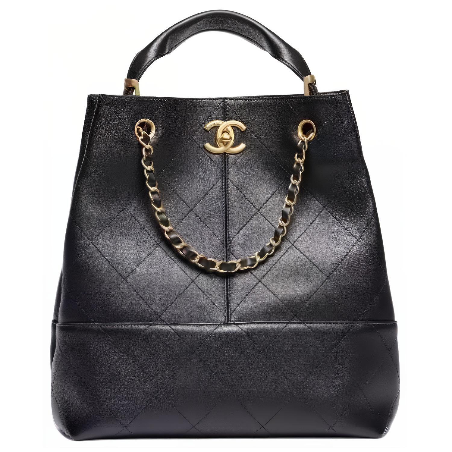 

CHANEL Женская большая кожаная сумка через плечо черная