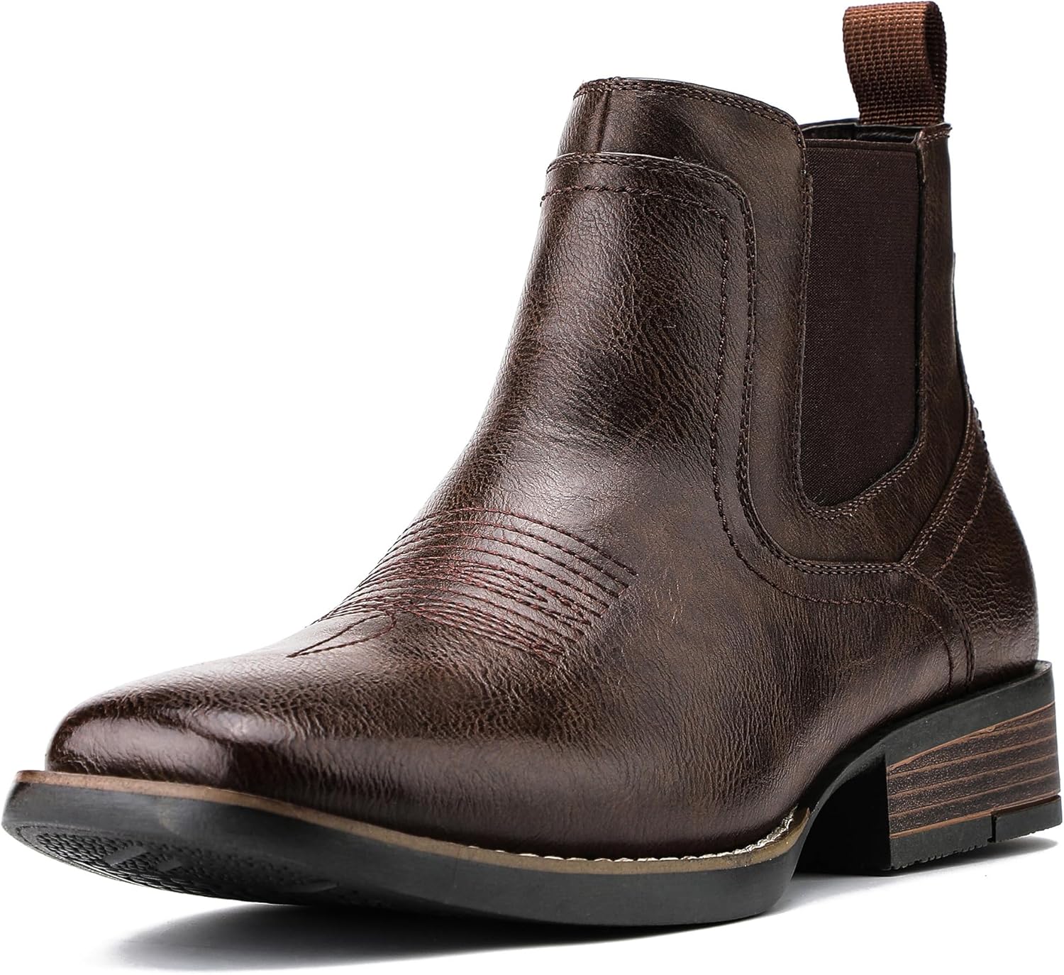 

Мужские вестерн-сапоги JASONSTAR - Мужские ботинки с квадратным носком Chelsea, ковбойские ботинки на щиколотку, повседневные ретро-стильные ботинки, темно-коричневый