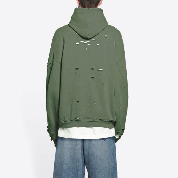 Толстовка caps destroyed hoodie 'green' Balenciaga, зеленый — фото 4