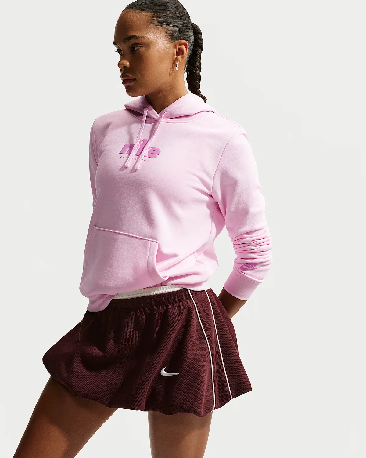 Женская худи с принтом Nike Sportswear Club Fleece, Pink Foam/Light Magenta — фото 3