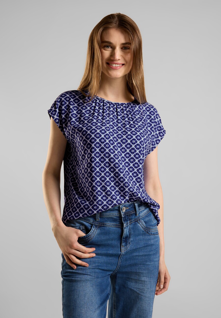 

Блузка с коротким рукавом STREET ONE Blouse, цвет light blue/dark blue