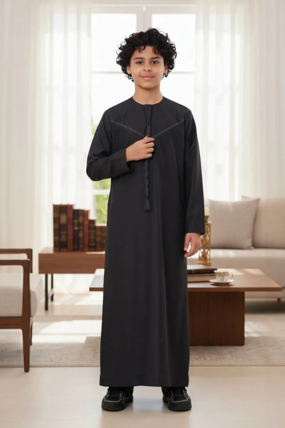 Детская джеллаба Moroccan thobe Infinity Leather, антрацитовый
