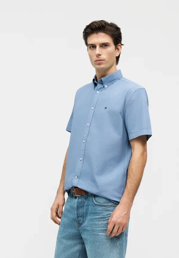 Рубашка Tommy Hilfiger garment dyed shirt, ярко-синий — фото 4