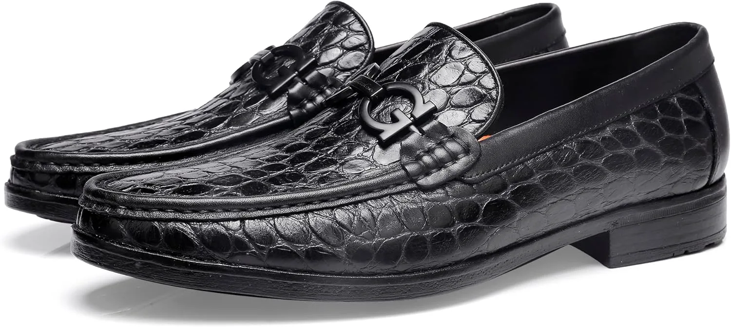 

Классические деловые туфли-лоферы премиум-класса для мужчин, с принтом под крокодиловую кожу GOLDEN COXES FAMILY, черный