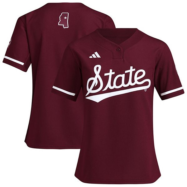 

Женская бордовая бейсбольная майка Mississippi State Bulldogs Adidas
