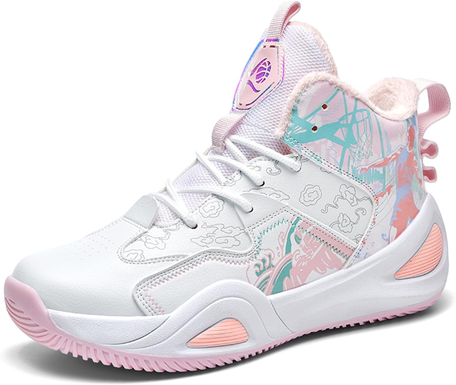 

Мужские высокие кожаные кроссовки с круглым носком, дышащие, на шнуровке, противоскользящие баскетбольные кроссовки, повседневные, с амортизирующей подошвой, удобные и стильные спортивные кроссовки, подходят для учебы, бега и путешествий Qaotero...