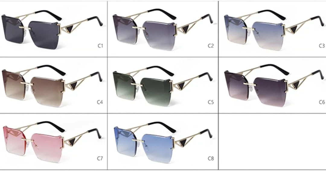 

Женские солнцезащитные очки без оправы, увеличенного размера, в винтажном стиле, с градиентными линзами, роскошные очки с защитой от УФ-излучения UV400 VFDHN, 8