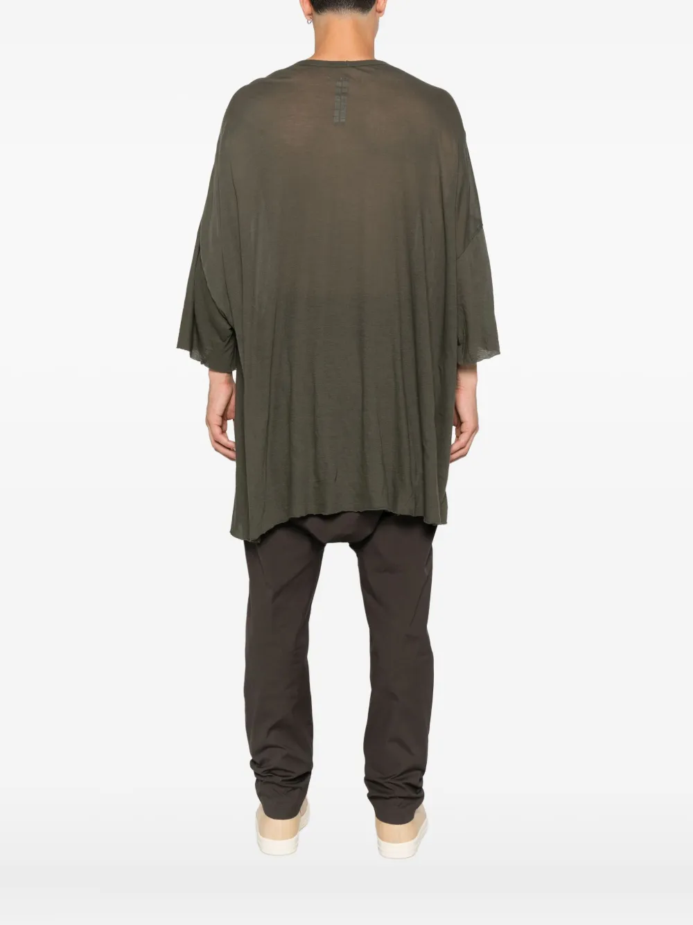 Футболка из органического хлопка с необработанным кроем Rick Owens, зеленый — фото 3