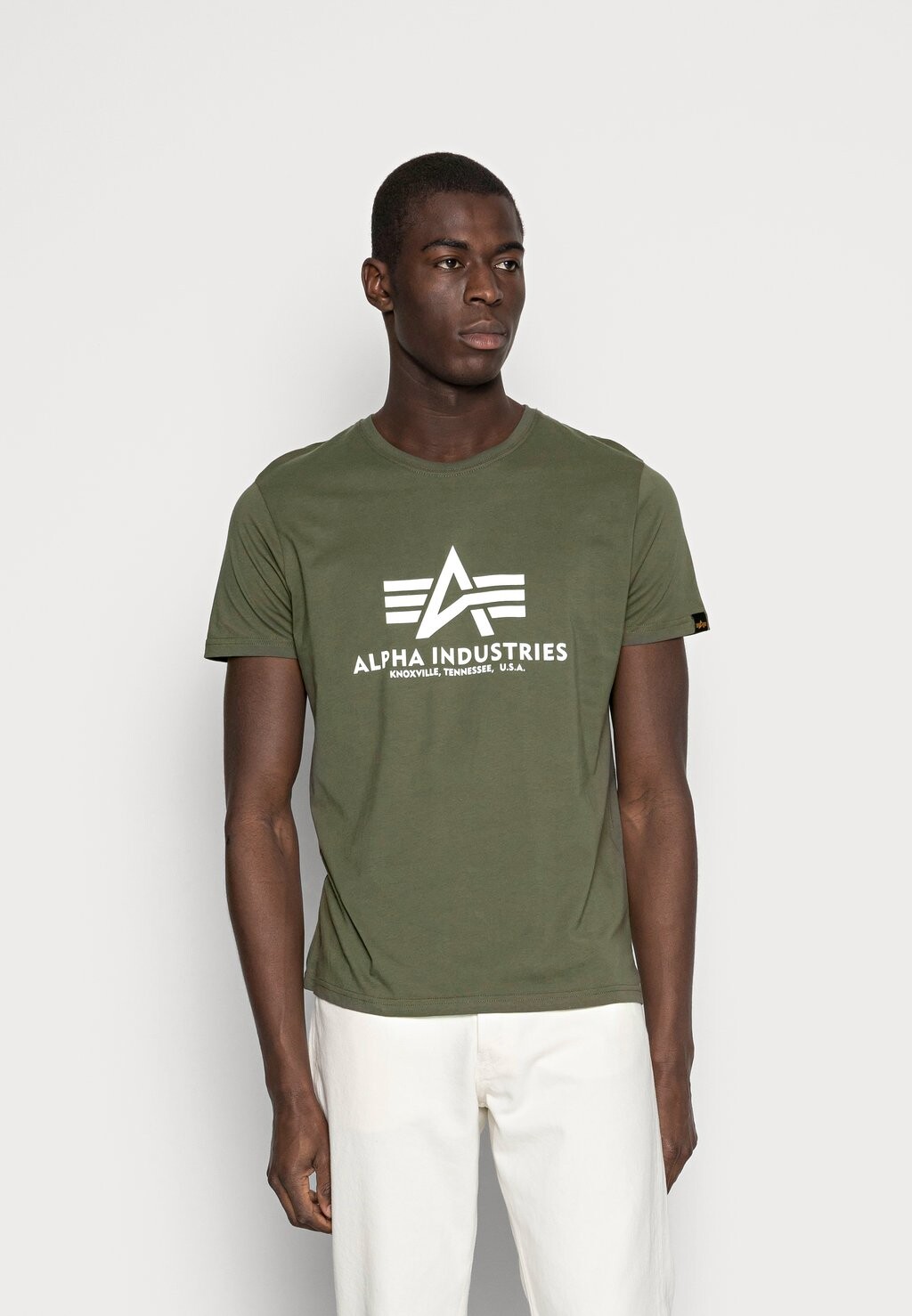 

Футболка с принтом Alpha Industries, хаки