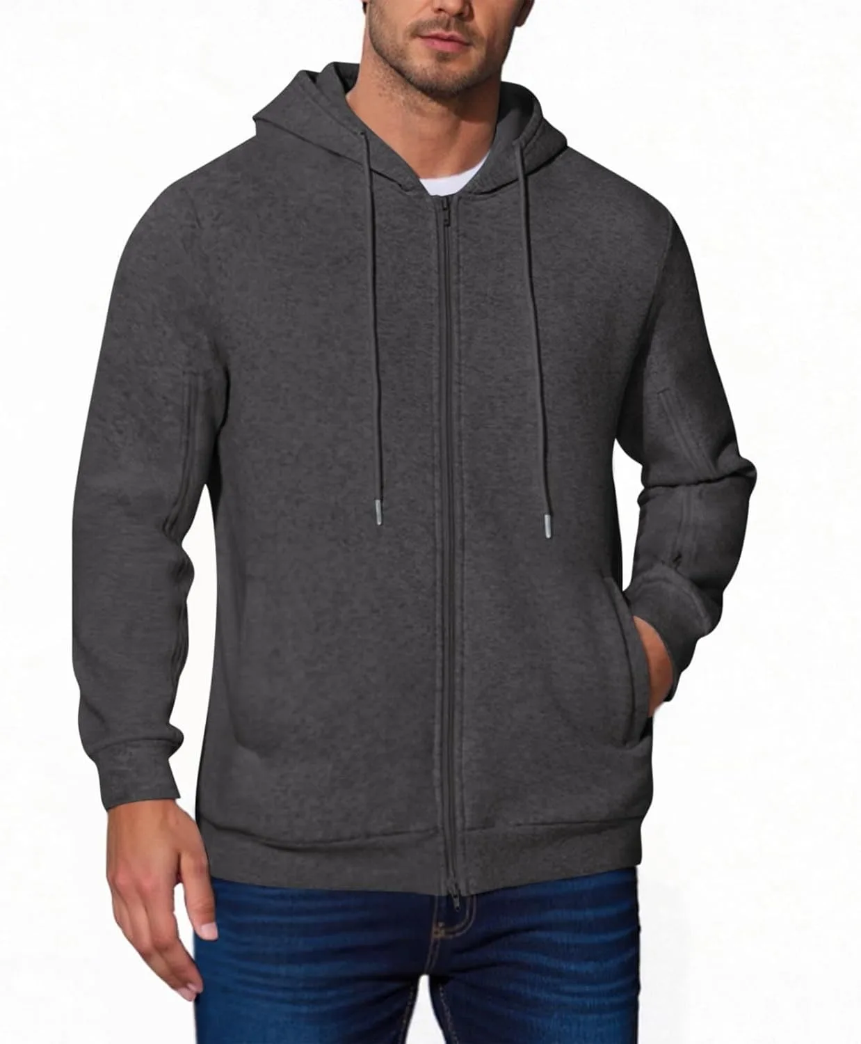 

Толстовка с капюшоном ABABC для мужчин, на молнии, с карманами