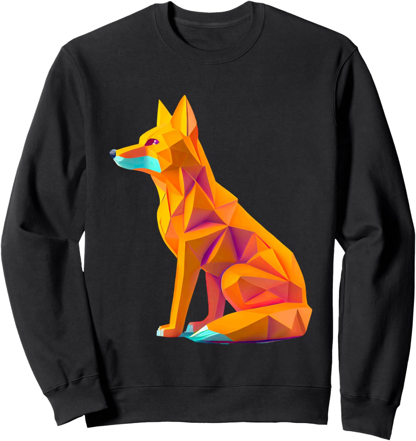 

Яркое изображение лисы в геометрических многоугольных формах. Толстовка Geometric Polygon Animal Abstract Vibrant Fox Art, черный