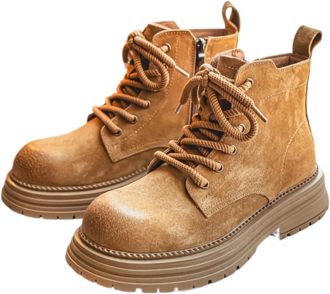 

Мужские винтажные ботинки из искусственной кожи с водонепроницаемым покрытием, противоскользящей подошвой, для работы на улице, в стиле боевых сапог с боковой молнией, удобные для быстрого надевания и снятия Ctkvbmeoi, бежевый