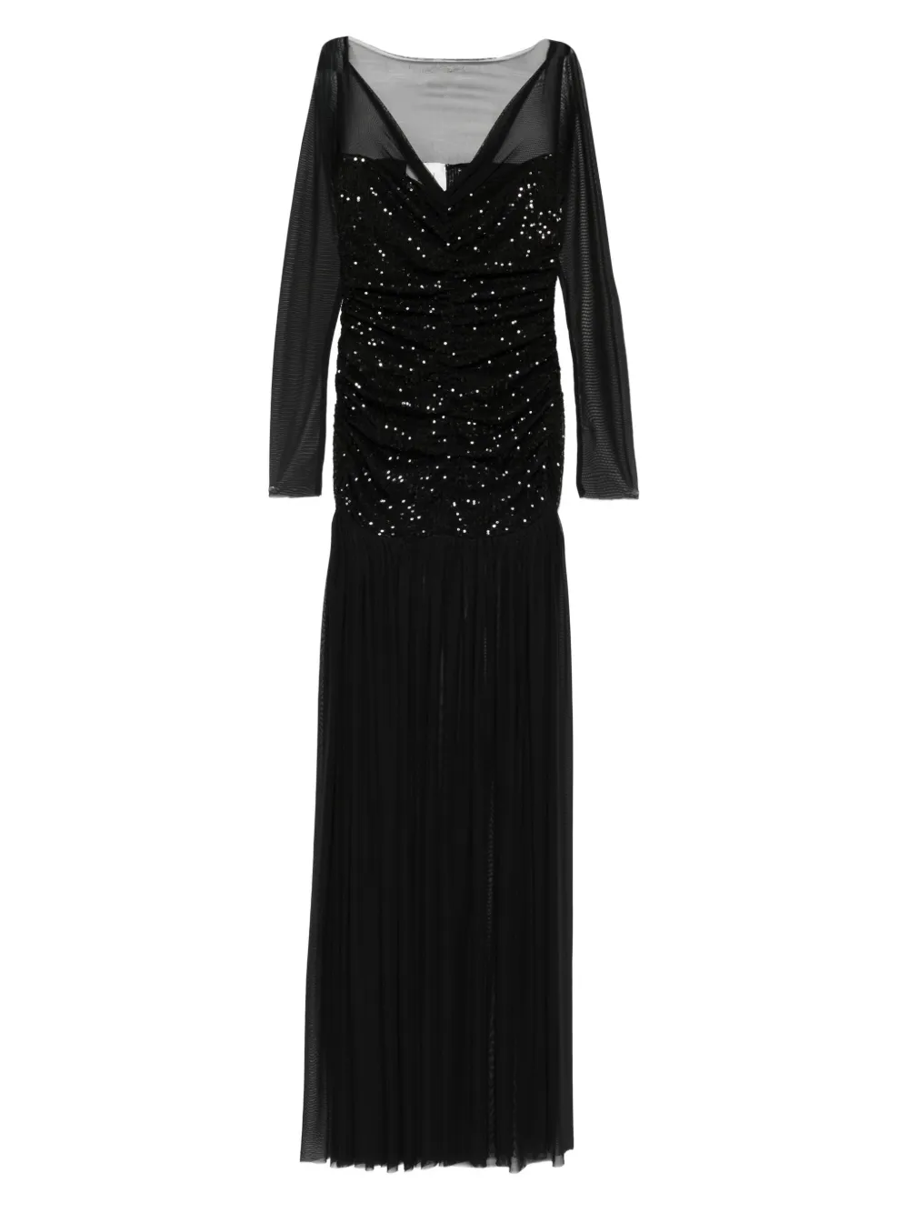 

Платье макси из сетки, украшенное пайетками Atu Body Couture, черный