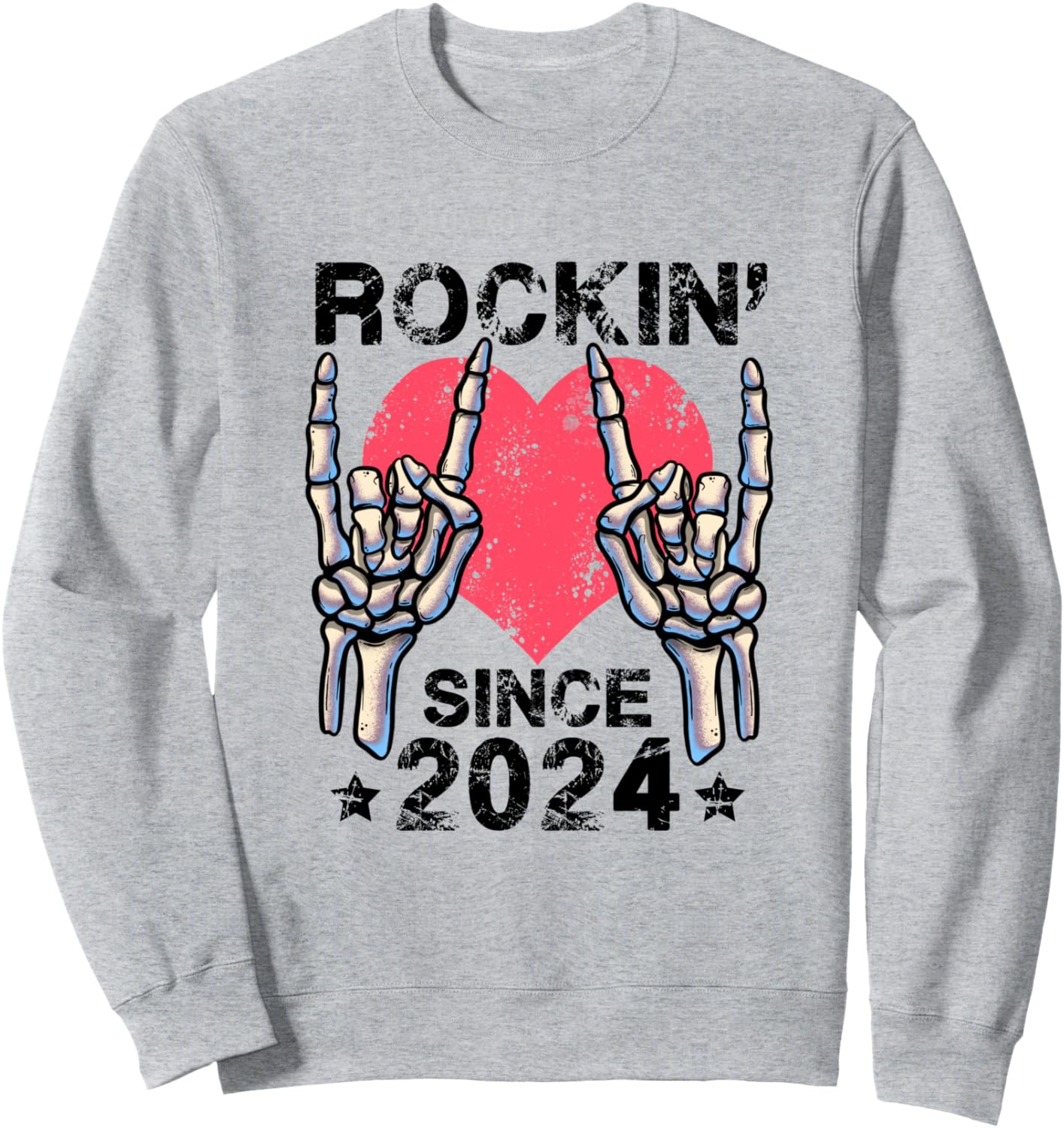 

Рок-н-ролл с 2024 года. Ретро-толстовка в стиле рок-н-ролл Visit Rock And Roll Birthday Shop Rockin Since, серый