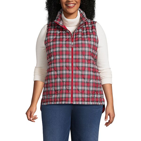 

Утепленная жилетка Plus size с принтом Lands' End, Rich Red Plaid