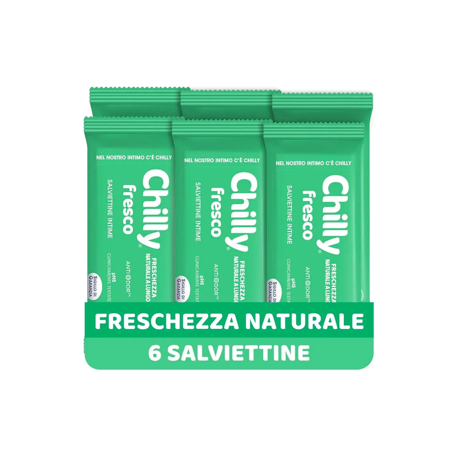 Влажные салфетки для интимной гигиены «Fresh Intima Hygiene Wipes» pH 5, 6 упаковок по 12 шт. от Chilly Chilly