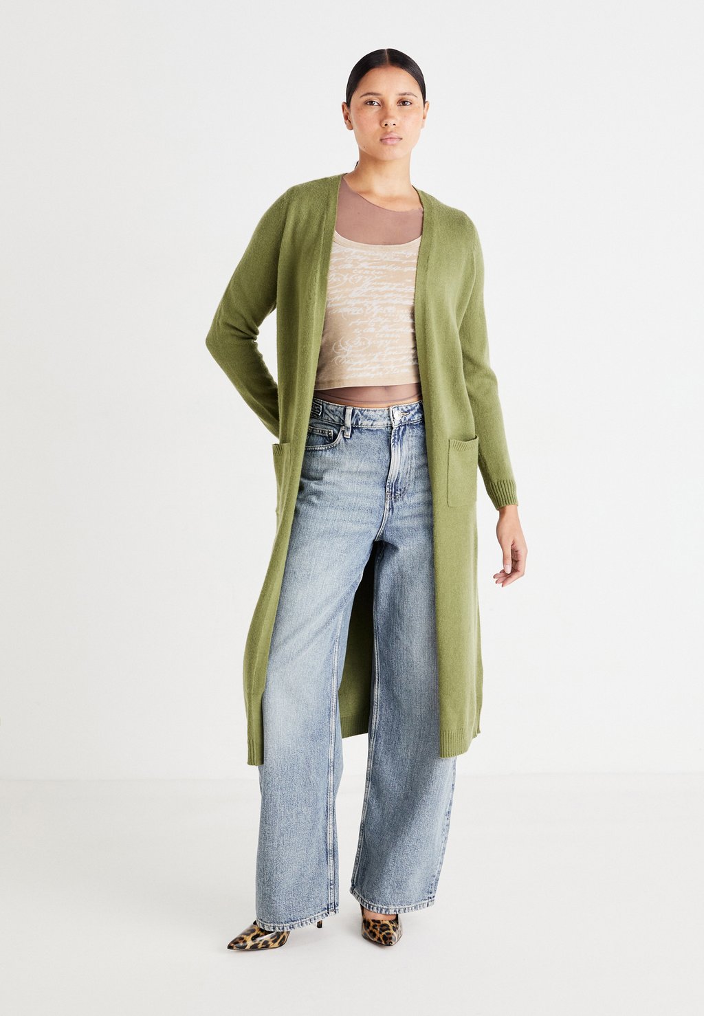 

Кардиган ONLLESLY OPEN LONG CARDIGAN ONLY, хаки