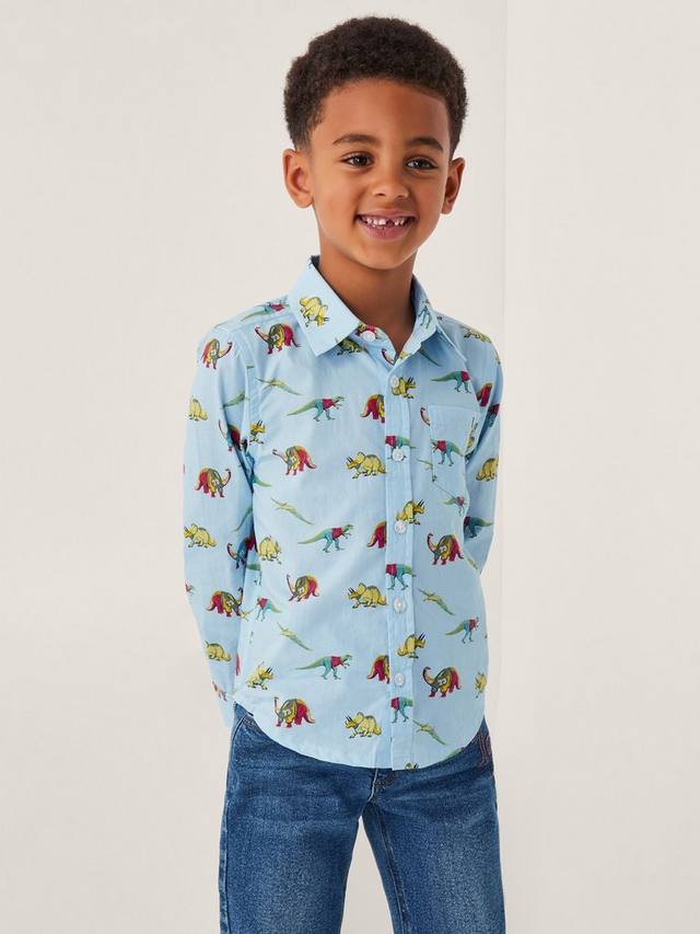 

Детская футболка с длинным рукавом и принтом динозавра Monsoon, Blue