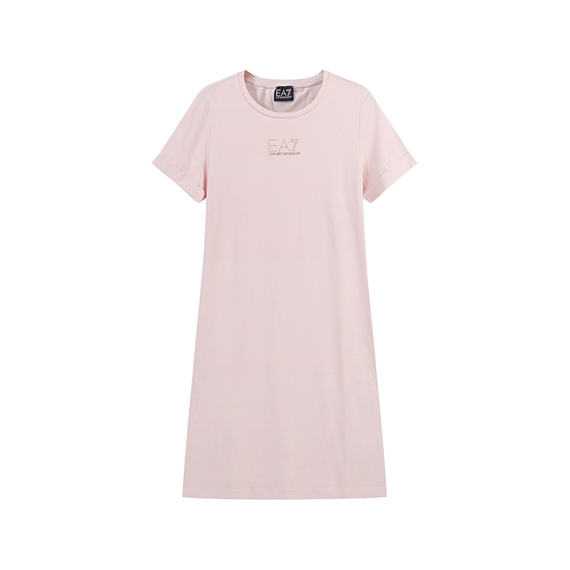 EMPORIO ARMANI EA7 SS24 платье с короткими рукавами женское светло-розовое — фото 3