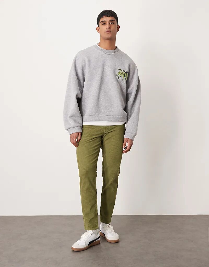 

Зауженные вельветовые брюки цвета хаки ASOS DESIGN