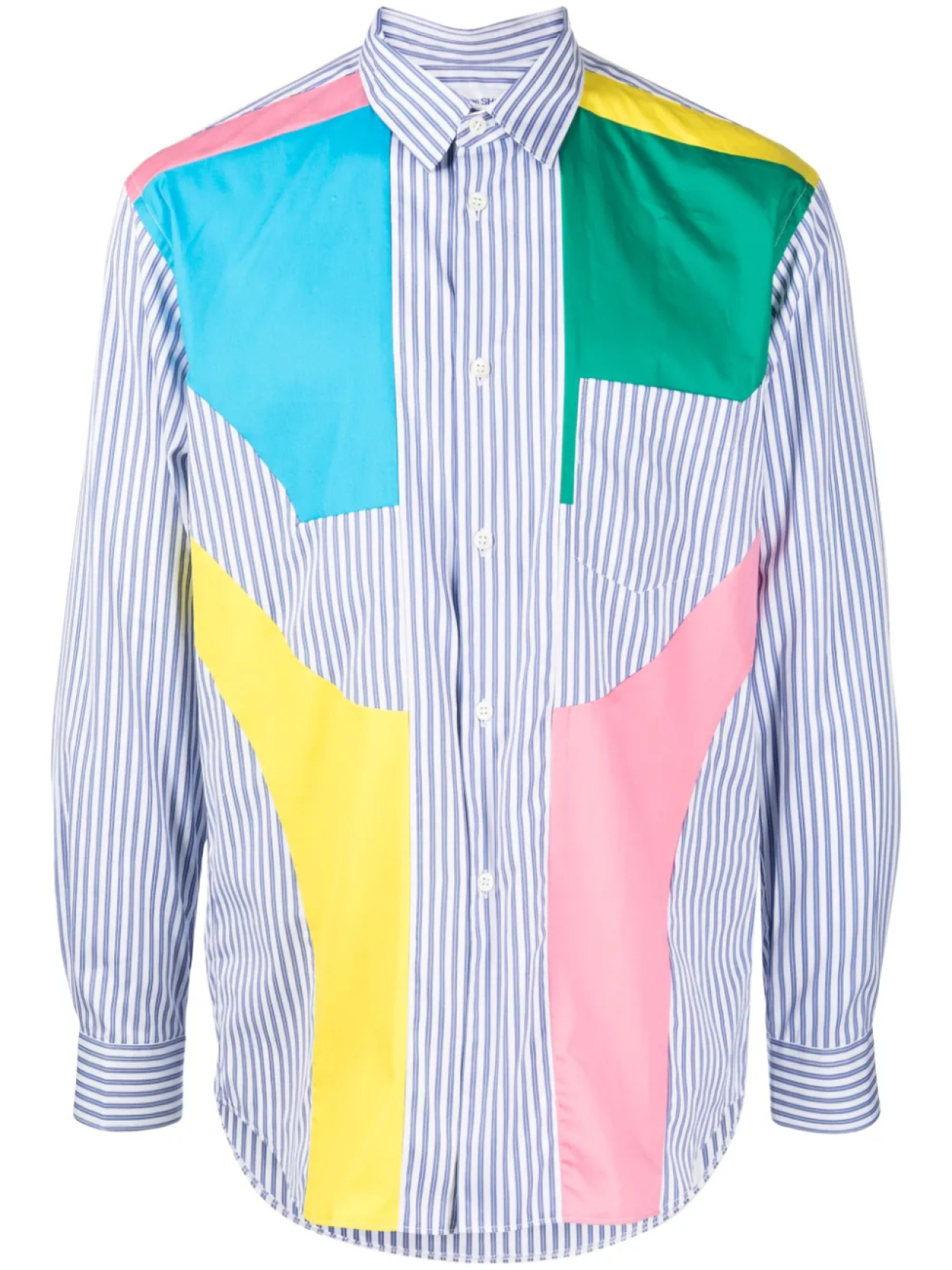 

Comme Des Garçons Shirt полосатая рубашка в технике пэчворк, мультиколор