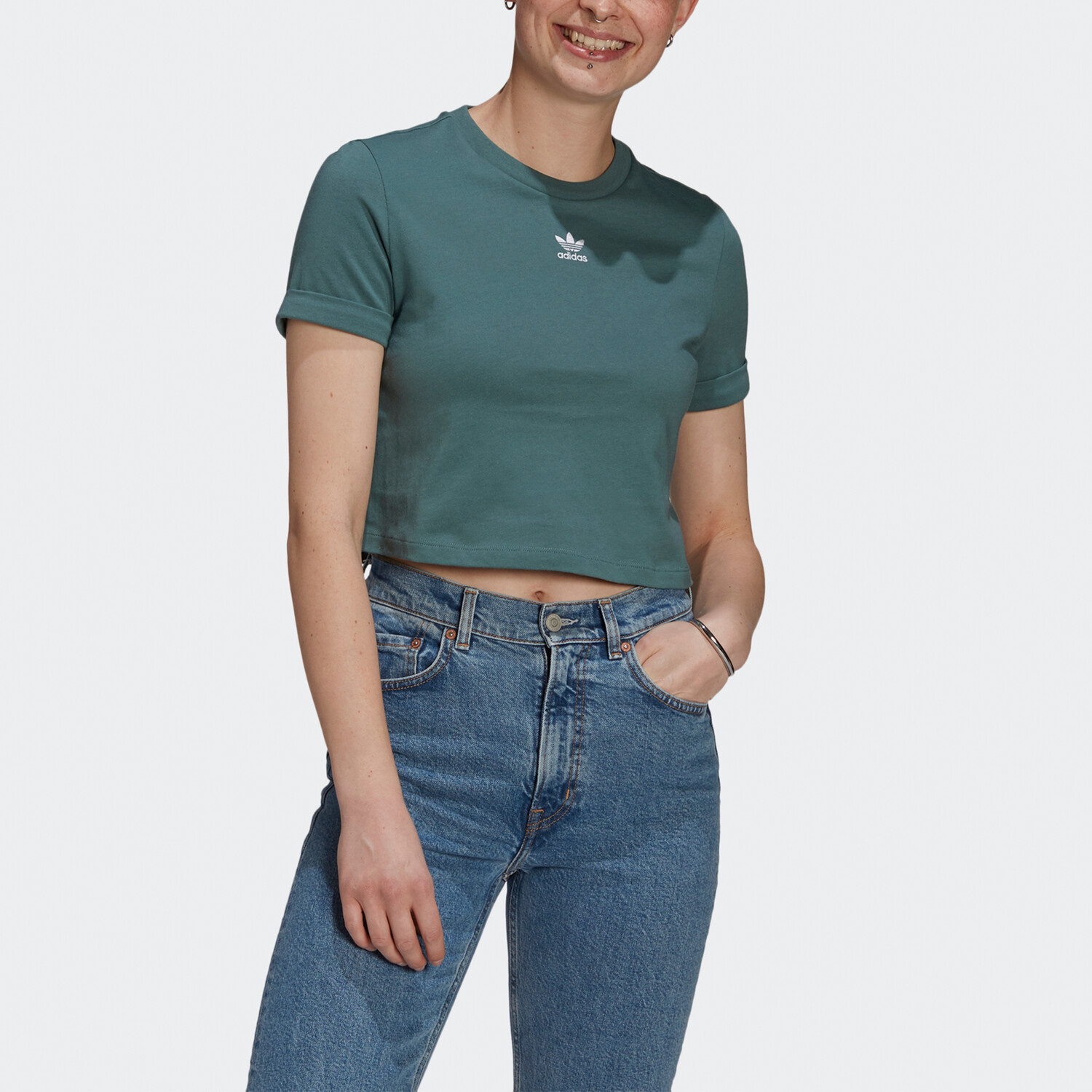 

Укороченный топ женский зеленый Adidas Originals
