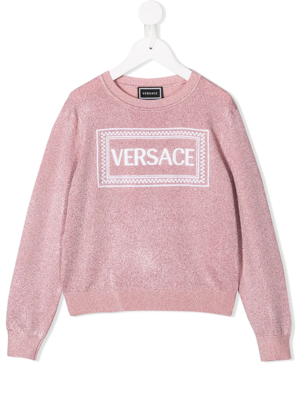 

Джемпер с вышитым логотипом и блестками Versace Kids, розовый
