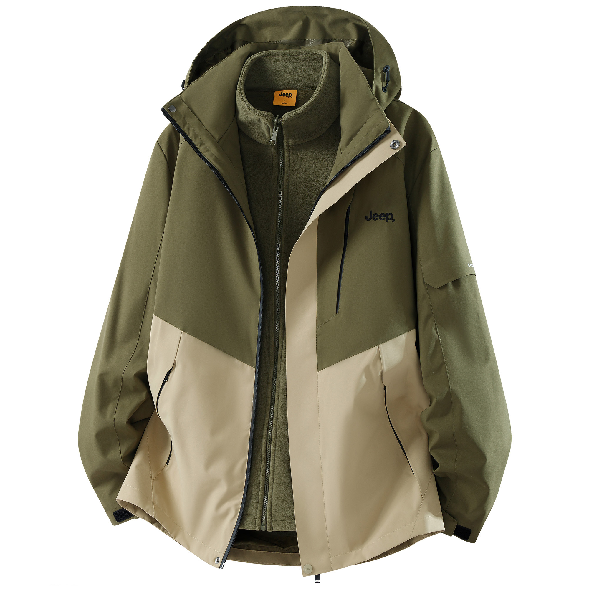

Jeep Ветровка коллекции Leisure Unisex, Army Green/Khaki (3-in-1 LOGO Embroidery Upgraded)