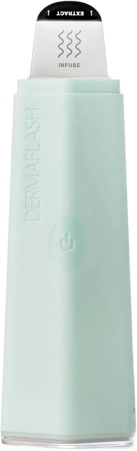 Ультразвуковой прибор для ухода за кожей DERMAFLASH DERMAPORE+, 2-в-1: экстрактор пор и инфузионный фильтр для ухода за кожей, цвет «Морская пена», Sea Foam