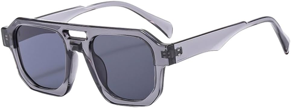 

Ретро солнцезащитные очки с двойной перемычкой, многоугольные, женские, с прозрачными линзами цвета морской волны, защита от УФ-излучения UV400, мужские, панк, оливково-зеленые, L20673 generic, Grey Grey