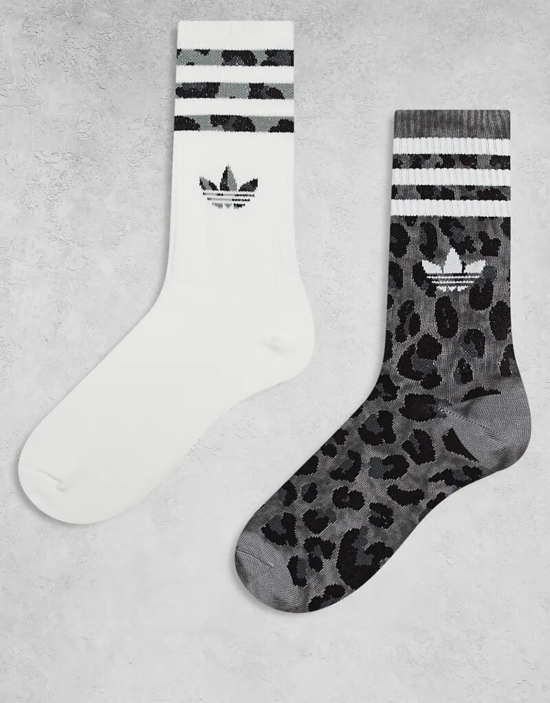 

Носки adidas Originals adicolor Trefoil, 2 Пары, леопардовый принт