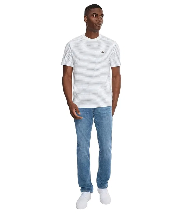 Футболка полосатая Striped Cotton T-Shirt Lacoste, Light Blue/White — фото 2