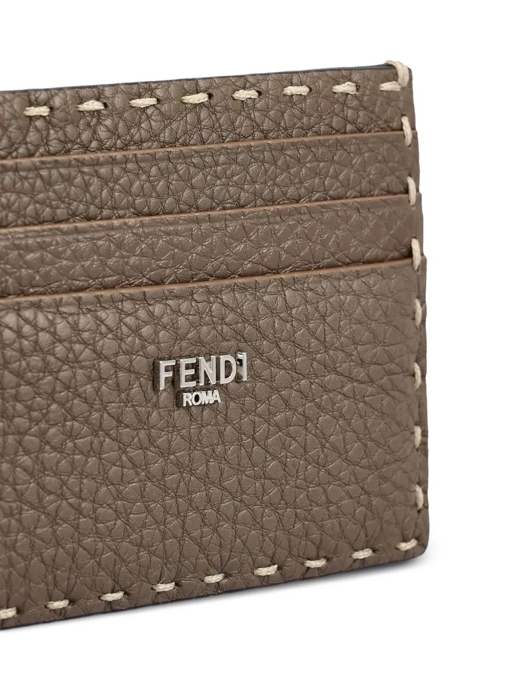 Кардхолдер из зернистой кожи Selleria Fendi, коричневый — фото 4